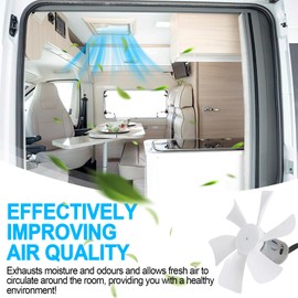 6 Inch Replacement RV Roof Vent Fan Blade White 2 Pack, 12V D- Shaft RV Fan Motor, RV Bathroom/Ceiling Exhaust Fan for Ventline, Jensen Vent Replacement Parts