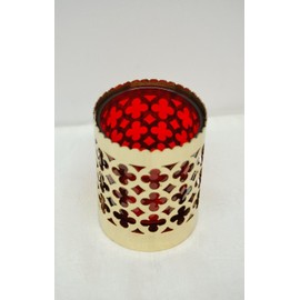 Traditional Church or Chapel Votive Candle with Red Globe, Solid Brass