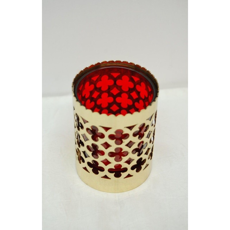 Traditional Church or Chapel Votive Candle with Red Globe, Solid