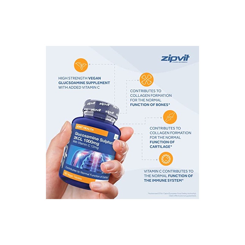 Glucosamine 2kcl 1000mg with Vitamin C, 180 Vegan Glucosamine Sulphate