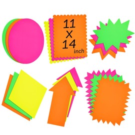 Stockroom Plus Neon Poster Board Shapes - 11 x 14 in, Assorted Neon Colors, 18-Pack - for Poster Board Signs, Trifold Decorations & Science Project Supplies
