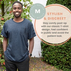 MOYOAMA Post Surgery Shirts for Men – After Shoulder Surgery Shirts, Post Shoulder Surgery Shirts for Men, Broken Arm Shirt Dark Blue