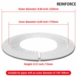 INDPROD Flange Pipe Cover Decoration - Fit 5.51" to 6.61" Outer Diameter Pipe - Plumbing Cover Plates Escutcheon Water Drain Pipe Line Cover PP Wall Flange Pipe Collars, White, 2 Pieces (140mm-168mm)
