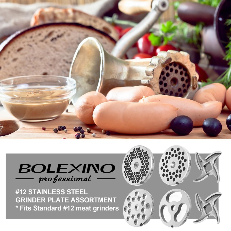 BOLEXINO #12 Stainless Steel Grinder Plate Assortment comes with 4