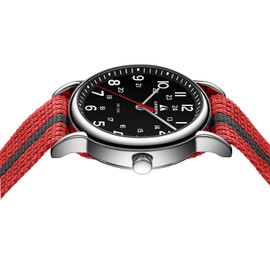 LN LENQIN Men's Watches Military Watches Analogue Quartz Watches Army Watches Men's Waterproof Wristwatches Sports Watch with Nylon Strap, red, Strap.