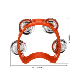 PATIKIL Tambourine, Jingle Bells Wrist Bells Hand Bell Percussion Instruments Musical Rhythm Band Plastic for Adults Church Birthday Party Christmas, Orange