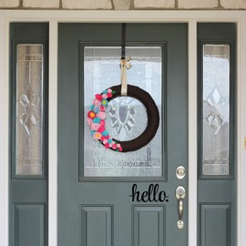 VALIANT COLLECTIONS | Hello Wall Decal | Wall Decor Sticker | Hello Door Decal Vinyl Lettering for Front Door | Country Cottage Décor | Hello Sticker for Door | 9 x 4 Inch Appx | Black | VC-397