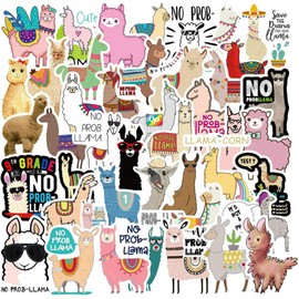 100 Pieces Cute Alpaca Stickers Funny Internet Pop Animal Stickers for Teenagers, Girls, Adults, Hydro Bottle - Waterproof Vinyl Stickers
