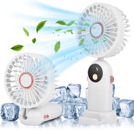 HGNN Handheld Fan, Portable Fan Mini Desk Fan 90 Degrees Foldable 5 Speeds Standing Fan with Base, Battery Operated Neck Fan with Lanyard, USB Rechargeable Fan for Home, Office, Travel, Outdoor
