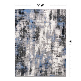 Rugshop Tralee Modern Abstract Stain Resistant Area Rug 5' x 7' Blue