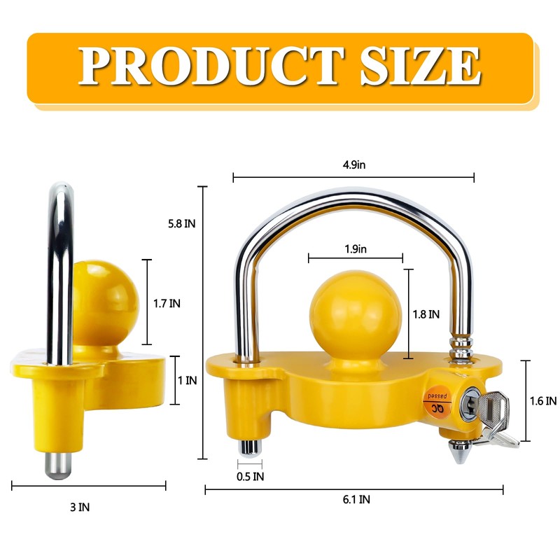Covienapp Trailer Hitch Lock Universal Tow Ball Adjustable Trailer Ball