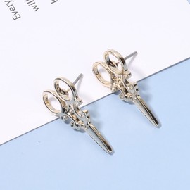 Allereyae Vintage Punk Scissors Stud Earrings Gold Scissors Earrings Scissors Seamstress Earrings Scissors Hairdresser Earrings Jewelry for Women and Girls