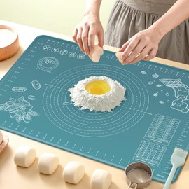 Silicone Pastry Mat Extra Thick Non-stick Baking Mat, 32" x 24" Rolling Dough With Measurements Non-slip Silicone Mat, Kneading Mat, Counter Mat, Dough Mat with Edge Heightening