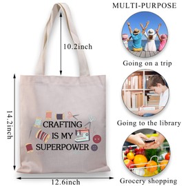 BDPWSS Sewing Gift For Women Sewing Lover Gift Crafting Is My Superpower Sewing Tote Bag Sewing Machine Crafting Lover Gift (Crafting power TGCA)