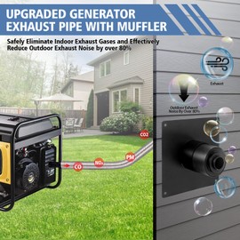 Generator Exhaust Extension Kit, Generator Silencer Kit with Three Adapters, Generator Muffler Silencer Kit (Must Be Used in Shed Box) Exhaust Noise Reduce 80% (Black, 25.51" Flexible Hose)