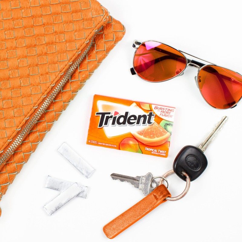Trident Tropical Twist Sugar Free Gum, 12 Packs of 14