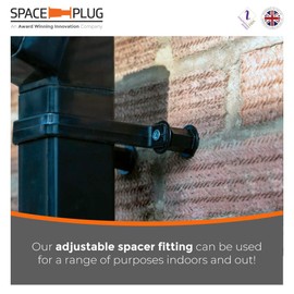 Space-Plug Adjustable Spacer Fixings (Regular size for 30-50mm gaps), 25 Pack of Black Spacers, Professional & DIY use for kitchen, bedroom, bathroom & furniture installations