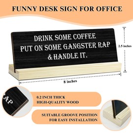 Funny Office Wood Plaque With Wooden Stand Sign Desk Decor - Funny Coffee Lover Gifts, Cheerful Gifts for Woman Friends Coworkers, Motivational Signs Desktop Decorations - 14