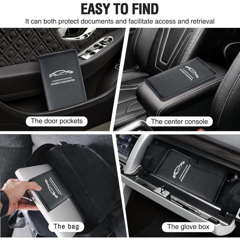 Premium Leather Car Registration & Insurance Holder, Glove Box Organizer