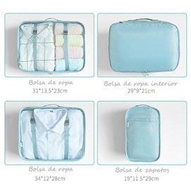 Bolsas de Viaje 8 En 1 FFlion Organizador de Equipaje Viaje (Pink（Rose）)