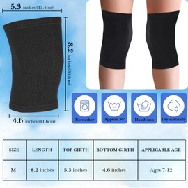 Linkidea 2 Pairs Kids Knee Brace Sleeve, Youth Knee Compression Sleeve for Children, Boys & Girls, Child Knee Support for Knee Pain & Sports & Soccer & Basketball & Gymnastics (Size M/Black)