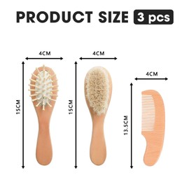 Premium Brush and Baby Comb Set for Newborns and Toddlers Natural Goat Hair Brushes Combs Handmade with Bamboo, Beech Wood, and Pear Wood Infant Hair Care Kit