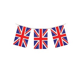 Henbrandt 3 x Union Jack Rectangular Party Bunting 10m Celebration Bunting Great Britain Union Jack British Party Decorations with 20 Flags Royal Theme Garland Pub BBQ Decoration
