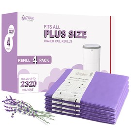 USBOO Refills Compatible with Dekor PLUS Diaper Pail,4 Pack Disposable Diaper Pail Refills, Easy to Replace and Dispose Diaper Trash Bags, Holds up to 2320 Diapers,Lavender Scent