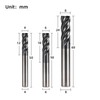 3pcs 4mm 6mm 8mm Carbide Square End Mill 4 Flutes