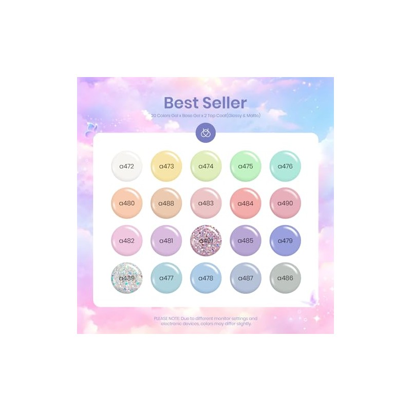Beetles 20Pcs Gel Nail Polish Kit, with Glossy & Matte