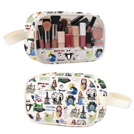 Nightmare inspirierte Make-up-Tasche, Motiv: Nightmare Skull Merch Jack und Sally Fans, Geschenk, Zero Ghost Hunde-Kulturbeutel, Night Ghost Bag, Kosmetiktaschen