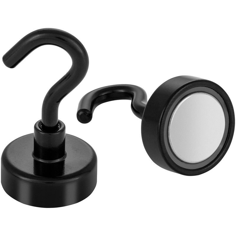 POPPSTAR 5 Pieces Magnet Hook Black Extra Strong (Clamping Force