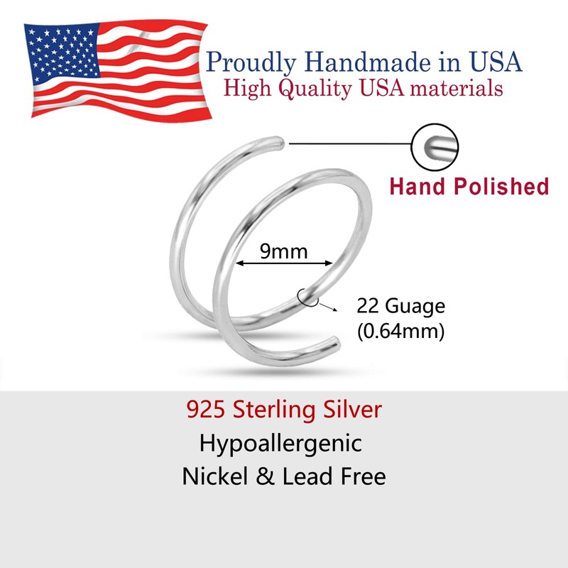 LUCKYJEWUS Double Nose Ring Hoop for Single Piercing, 14k Gold