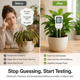 Digital Soil Tester for Plants – 3-in-1 pH, Moisture & Temperature Meter for Gardens & Houseplants