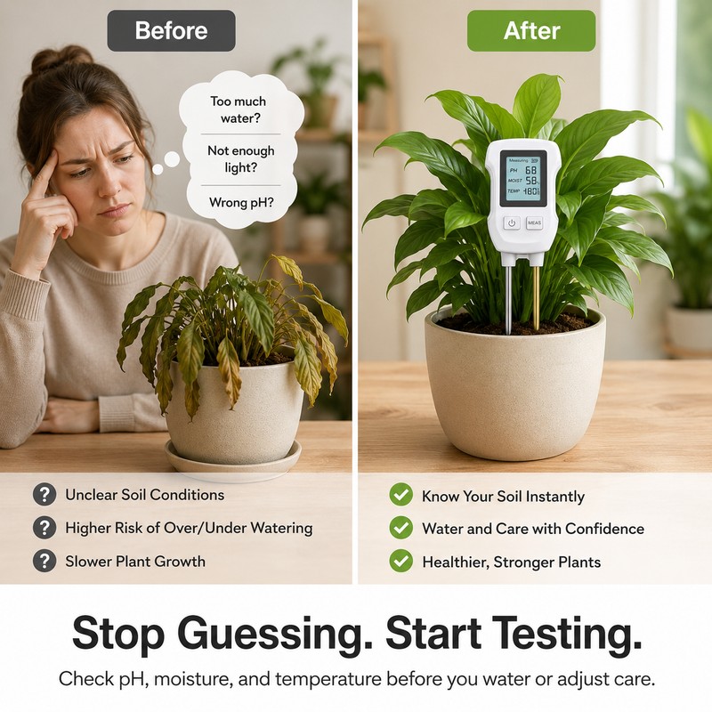 Digital Soil Tester for Plants – 3-in-1 pH, Moisture &