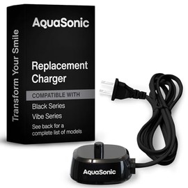 AquaSonic Cargador de cepillo para polvo de dientes eléctrico – Base de carga conductiva, compatible con la mayoría de los cepillos de dientes AquaSonic – Piezas auténticas y auténticas (negro)