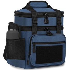 GLENKEY Double Deck Insulated Lunch Box, Expandable Xlarge Lunch Bag Leakproof Cooler Bag Lunch Pail for Men Women Adults Work Shifts Travel Daytrip,25L,Blue