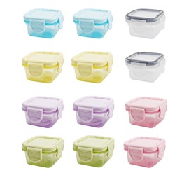 WJUAN Mini Snack Cups, Pack of 12, Thickened Plastic Snack Boxes, with Lid, Sealed Design, Good Freshness, Meal Prep Box, Suitable for Home, Picnic, School (7.1 x 7.1 x 4.5 cm)
