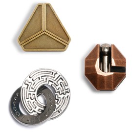 MHY 3 Pieces Brain Teasers Metal Puzzles，Cast Puzzle Game Toys，IQ Educational Box for Teens，3D Highly Difficult Adult Puzzles