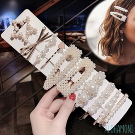 ALOHAMONI Pearl Hair Clip, Hair Pin, Set of 10, Barrette, Hair Ornament, Hair Accessory, Hairpin, Hair Clip, Hair Arrangement, Korea, Orchan