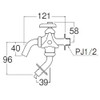 SANEI F123TK-1-13 Double Mouth Horizontal Faucet for Washing Machines for