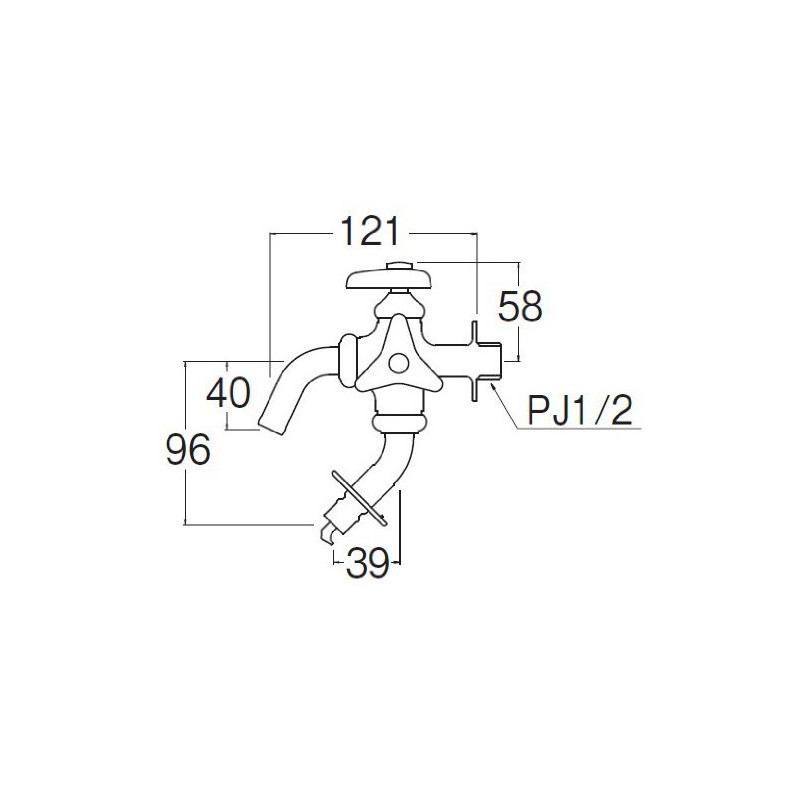 SANEI F123TK-1-13 Double Mouth Horizontal Faucet for Washing Machines for