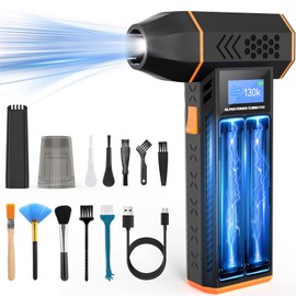 Beedove Air Duster, For Both Blowing, Ultra Small, Electric Blower, Car Wash, LCD Display, LED Light, 6,000 mAh, 4 Levels of Airflow, Brushless Motor, Overheating Protection, Air Duster, PC, Cleaning