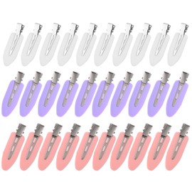 30 Pcs No Crease Curl Hair Clips, Makeup Seamless Hair Clip, Dent Free Hair Clips, No Crease Bangs Hair Clips, for Girl Woman Makeup Bangs Hair Styling-(Purple, Pinke, White).