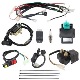 Wiring Harness Ignition Coil CDI Box Loom Harness Spark Plug Kits for Chinese ATV 50-125cc Dirt Pit Bike Lifan 110cc Sunl 90cc ATV Electric Start Engine