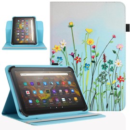 Pudazvi Universal 11 11.5 Inch Android Tablet Case,360 Degree Rotatable Kickstand Multiple Viewing Stand Case Cover for 10.5" 10.9" 11" 11.5" and All 10.5-11.5 Inch Touchscreen Tablet,Flower Grass 08