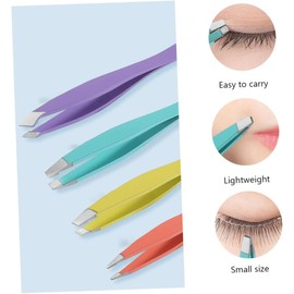 Pinzas para Cejas de Acero Inoxidable, Juego de 1 Set Uso Profesional y Personal, Ligeras para Depilación Precisa, Colorido 4 Piezas