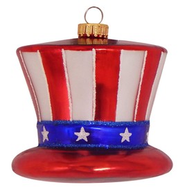 Krebs Designer Glass Uncle Sam Hat Figurine Christmas Holiday Ornament, 4 1/4" (108mm)