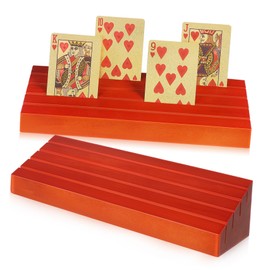 BESPORTBLE 2Pcs Wooden Playing Card Holders with Base Versatile Game Card Stands for Hands Play for Card Games Business Cards and Photos Pine