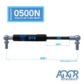 RhedexX® Gas Spring Ball Head 405/160/500N - Replacement for Stabilus Lift-O-Mat 083615 0500N Angle Joint Gas Spring with M6 Ball Joint